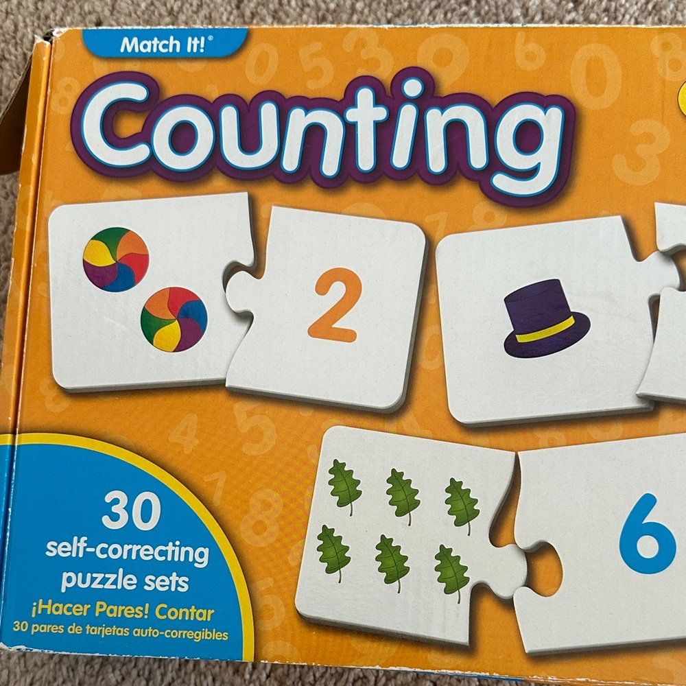 Counting Self-Correcting Puzzle Sets for Kids - Orange